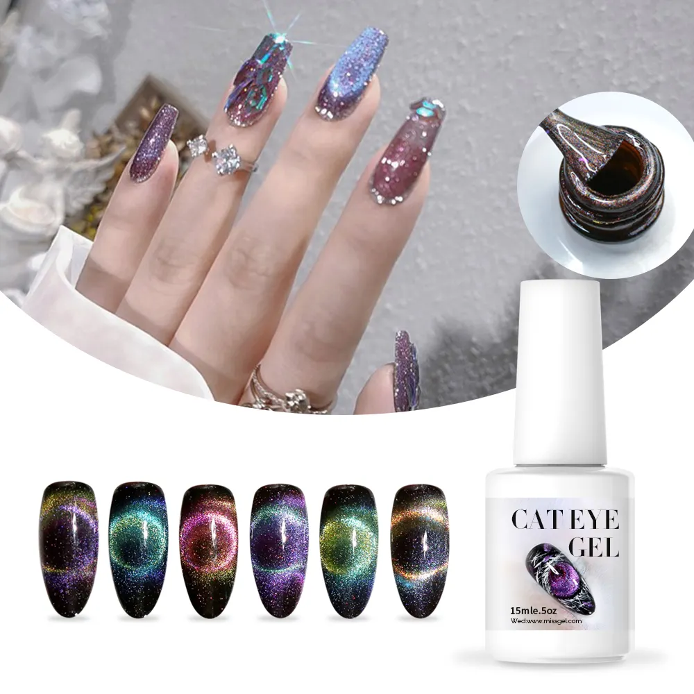 Missgel Fournisseur en gros 9d Magnétique Cat Eye Uv Nails Gel Art Salon Nouveaux produits professionnels pour les ongles