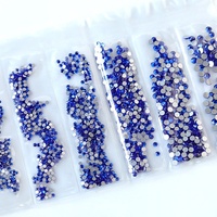 Saphir 6 Blancs Couleurs Revêtement Tailles Mixtes Non Hot Fix Dos Plat Verre Non Hotfix Strass pour Nail Art
