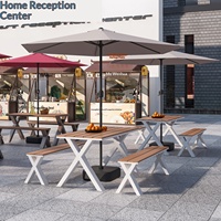 Ensemble table et chaises de jardin carrées en fer avec parasol, démontable, pour café et salon de thé - Design moderne et minimaliste