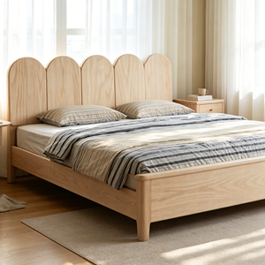Minimalist Birch Wood Queen Bed <b>Frame</b> with Plywood Panel Design and Storage Drawers - Product Image 3