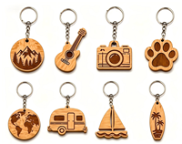 Groothandel Hoge Kwaliteit Gratis Monster Ecologisch Houten Sleutelhanger met Houtnerf en Houtsnijwerk voor Promotionele Geschenken
