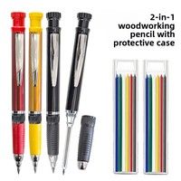 Crayon de charpentier à tête longue pour trous profonds, avec prise en main ergonomique, mine de 2,8 mm, coloré, avec recharges interchangeables et taille-crayon intégré