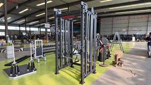 Machine Smith avec rack de <span class=keywords><strong>musculation</strong></span> et <span class=keywords><strong>poulie</strong></span> double réglable, pile de poids de 160 kg, équipement d'entraînement de force commercial - Product Image 3
