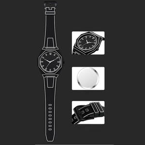 Línea de moda pintura <span class=keywords><strong>Manga</strong></span> diseño Octágono silicona reloj de cuarzo para hombres relojes de pulsera al por mayor Relojes Hombre - Product Image 2