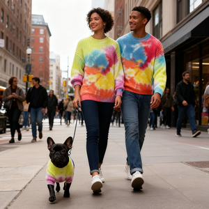 Designer de Luxo Gradiente Tie-Dye Gato Colete e Camisola Do Cão Floral Algodão <span class=keywords><strong>Pet</strong></span> Brasão para a Primavera 2-Leg <span class=keywords><strong>Pet</strong></span> Jumpers e Moletons - Product Image 4