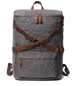 Haute qualité grande capacité cuir toile sacs à dos sacs d'école Vintage étanche sac à dos pour ordinateur portable sac à dos sac pour hommes - Product Image 1