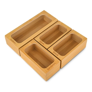 Bamboo decorative storage boxes Organizer Storage Rack bamboo ziplock bag storage organizer For Kitchen