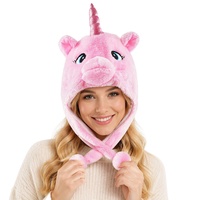 Bonnet personnalisé en fausse fourrure pelucheuse avec oreilles d'unicornes mobiles, chaud pour l'hiver, pour filles, idéal pour les fêtes, le cosplay, cadeau de vacances, vente en gros