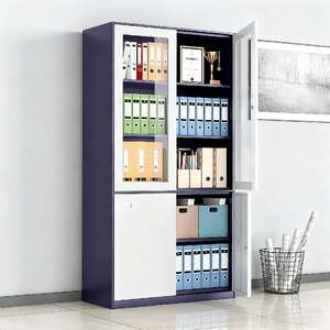 משרד דלת זכוכית מלאה משרד דלת זכוכית ארון קבצים מתכת ארון בית הספר מכשיר אחסון ארון אחסון - Product Image 2