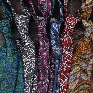 Wholesale Class Paisley Woven 8CM Ties Micro Mesn Luxury Polyester Silk Logo Neckties For Mens Ties Manufacturer