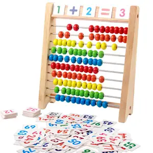 Children mathematical abacus computing rack Wooden Montessori First Grade of primary school Pearl math teaching AIDS