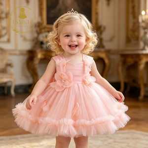 Vestito da neonata stile abito da ballo con maniche a volant, vestito da principessa per bambine, abito da festa per bambine. - Product Image 1