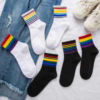 Chaussettes en coton 100% respirantes jetables personnalisées, tricotées, avec logo arc-en-ciel, pour le fierté lesbienne, gay, bisexuelle, trans, drag queen