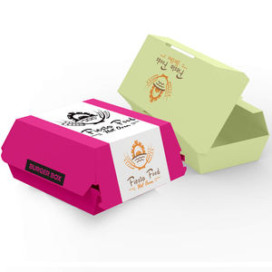 Emballage alimentaire unique, boîte à emporter en papier kraft noir et blanc, ronde, carrée, pour croissants, snacks, hamburgers, boîte d'emballage pour combos de hamburgers - Product Image 4