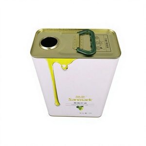 Bidon carré en fer blanc de 3L de qualité alimentaire pour huile de tournesol, de palme et d'olive avec bec verseur - Product Image 2