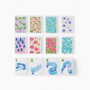 The Mahjong Line 160 American mahjong tiles, single-layer blue acrylic with musical note and floral patterns - Product Image 4