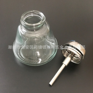 180ml push-button anti-spray glass alcohol bottle with metal core <b>suction</b> <b>pump</b> for dispensing solvents, slab cleaners, and nail - Product Image 2