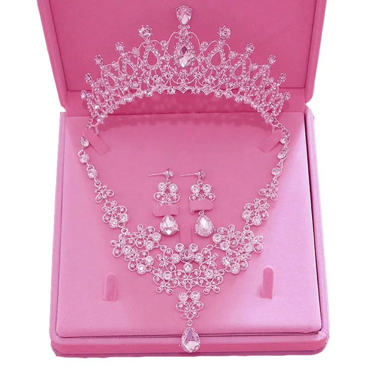 luxurious silver rhinestones crystal wedding Hair Accessories Bridal tiara and crown set in crystal
