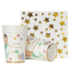 Décor <span class=keywords><strong>sirène</strong></span> jetable, 32 pièces, décorations de fête d'<span class=keywords><strong>anniversaire</strong></span> pour enfants, fournitures de fête, assiettes, tasses - Product Image 3