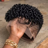Perruques Courtes Pixie de 10 Pouces en Cheveux Humains, Perruques Afro Bouclées, Perruques Pixie Entièrement en Dentelle, Couleur Naturelle pour Femmes Noires