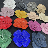 Broche PH803 personnalisée, fleur de rose en strass de 11 cm, faite à la main, grande fleur en diamant 3D, appliques pour décoration
