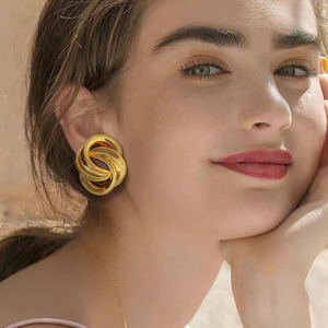 Nuevas Joyas y Accesorios de Estilo Oficina, Pendientes de Clip con Diseño Geométrico Circular y Espiral Calado, para Regalos de Fiesta para Mujeres - Product Image 6