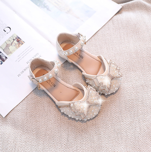 Sandales pour filles, chaussures de princesse pour enfants, chaussures souples pour étudiantes, chaussures à nœud perlé Baotou pour filles - Product Image 3