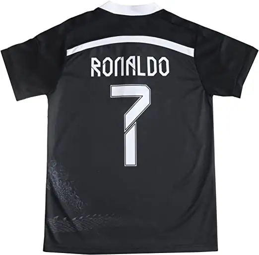 Ronaldo Madrid Black Kids football jersey uniform Soccer Kit Youth Sizes soccer jersey