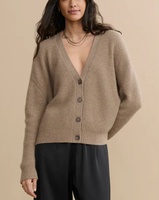 70% Wolle 30% Kaschmir Rippstrick Damen-Cardigan Klassischer Damen-Pullover