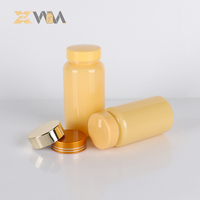 Bouteille en PET jaune 150 ml 200 ml avec bouchon sécurité enfant pour conteneur de pilules, couleur personnalisée