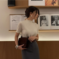 Haut en tricot à manches courtes personnalisé pour femmes, style vêtements Old Money, femme élégante, été, léger, coupe ajustée, fabricant de pulls