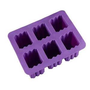 Moule à savon rectangulaire à 6 cavités en silicone antiadhésif LFGB Platinum sans BPA, fabriqué à la main par MUYULINS Factory - Product Image 1