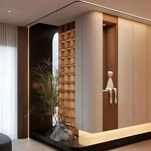 Buffet et armoire d'entrée intégrés en bois de style moderne personnalisable pour hôtel, salon - Product Image 2