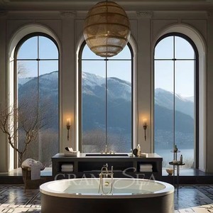 <span class=keywords><strong>Finestre</strong></span> <span class=keywords><strong>esterne</strong></span> commerciali ad arco ad arco con porta francese in acciaio fisso a buon mercato - Product Image 6