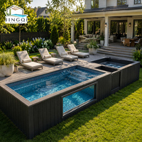 Piscine hors sol moderne en fibre de verre avec fenêtre, jacuzzi pour fêtes en plein air, idéale pour l'été, spa personnalisé en conteneur