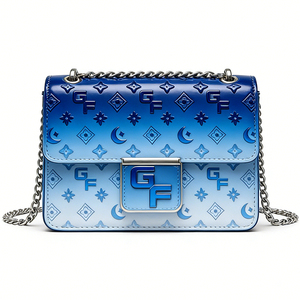 Top Designer Wholesale Women's Bags Metal Chain <b>Shoulder</b> <b>Strap</b> High Quality PU Blue Gradient <b>Shoulder</b> Crossbody Bag - Product Image 3