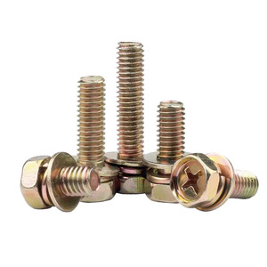 Iron Plated Galvanized Cross Head Hexagonal Screw M5 M6 M8 Fully Threaded Metric Grade A Level 4.8 Construction Industry Use - Product Image 1
