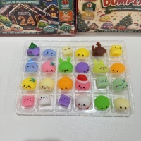Calendrier de l'Avent de Noël DIY, Boîte Mystère 12 ou 24 Jours, Boîte à Presser en Caoutchouc Souple, Jouet Squishy Miniature Mignon en Forme de Ravioli, Calendrier de Compte à Rebours