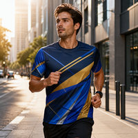 T-shirt de sport pour homme en maille respirante anti-boulochage de haute qualité, idéal pour l'entraînement de marathon et la salle de sport quotidienne