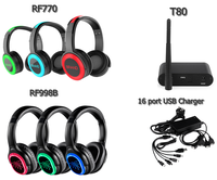 Casque de disco silencieux longue portée RF770, casque stéréo UHF RF pour visites audio, casque sans fil pliable supra-auriculaire
