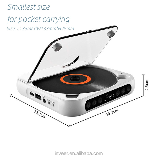 Inveer  Blue tooth Transmitter Function  and 5hrs Long Rechargeable Battery  Portable CD Player Car CD Player C1Plus
