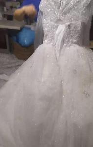 Robes de mariée de luxe 2023 à col montant, manches longues, style robe de bal, avec appliques en dentelle et sequins, grandes tailles - Product Image 6