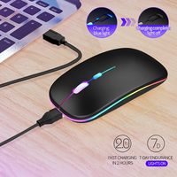 Ratón Inalámbrico de Modo Dual con Clic Silencioso, Recargable, con LED RGB, Óptico, para Computadora Portátil, Venta al Por Mayor del Fabricante, OEM/ODM