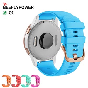 BEEFLYPOWER หัวเข็มขัดสีโรสโกลด์ 18 20 22 มม.สายนาฬิกาซิลิโคนสำหรับการ์มิน วีโวแอคทีฟ 3 เอส//วีโวมูฟ ฟอร์รันเนอร์ 245 สายสร้อยข้อมือ - Product Image 1