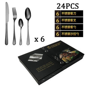 Juego de Cubiertos de Acero Inoxidable Dorado de 24 Piezas, Utensilios Pulidos para Servir la Cena - Product Image 4