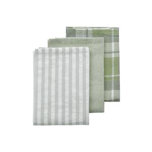 Juego de toallas de cocina, paquete de 3, diseño a rayas y cuadros verdes para uso en la cocina - Product Image 1