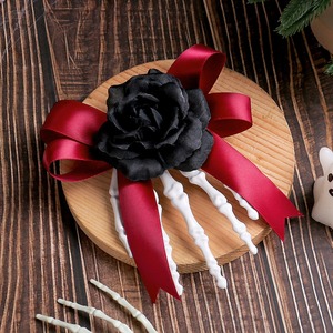 Halloween Horror Rose Bow Ghost Hand Side Clip Skeleton Accesorio para el cabello para vajilla y decoraciones de fiesta - Product Image 6