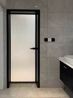 Cloison de douche en aluminium peu encombrante 8mm d'épaisseur verre noir mat laiton inoxydable charnière coulissante brossée pour hôtels