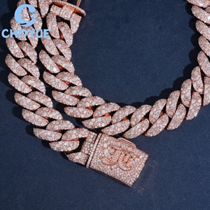 Hip Hop Style 21mm Heavy 925 Sterling Silver Rose Gold Plated Moissanite Cuban Link <b>Chain</b> Necklace Men's <b>Iced</b> <b>Out</b> Jewelry - Product Image 6