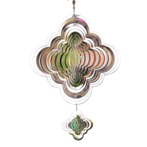 Customize Reusable 3D Rotating Stainless Steel Metal Wind Chime Hanging Home Garden Decoration Mirror Cloud Pendant - Product Image 1